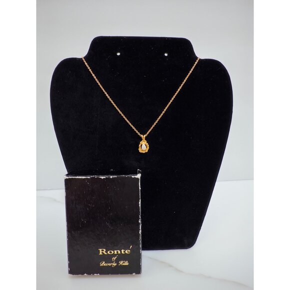 VTG 1983 Ronte of Beverly Hills Gold Vermeil Genuine Opal Necklace with Box - Picture 8 of 8